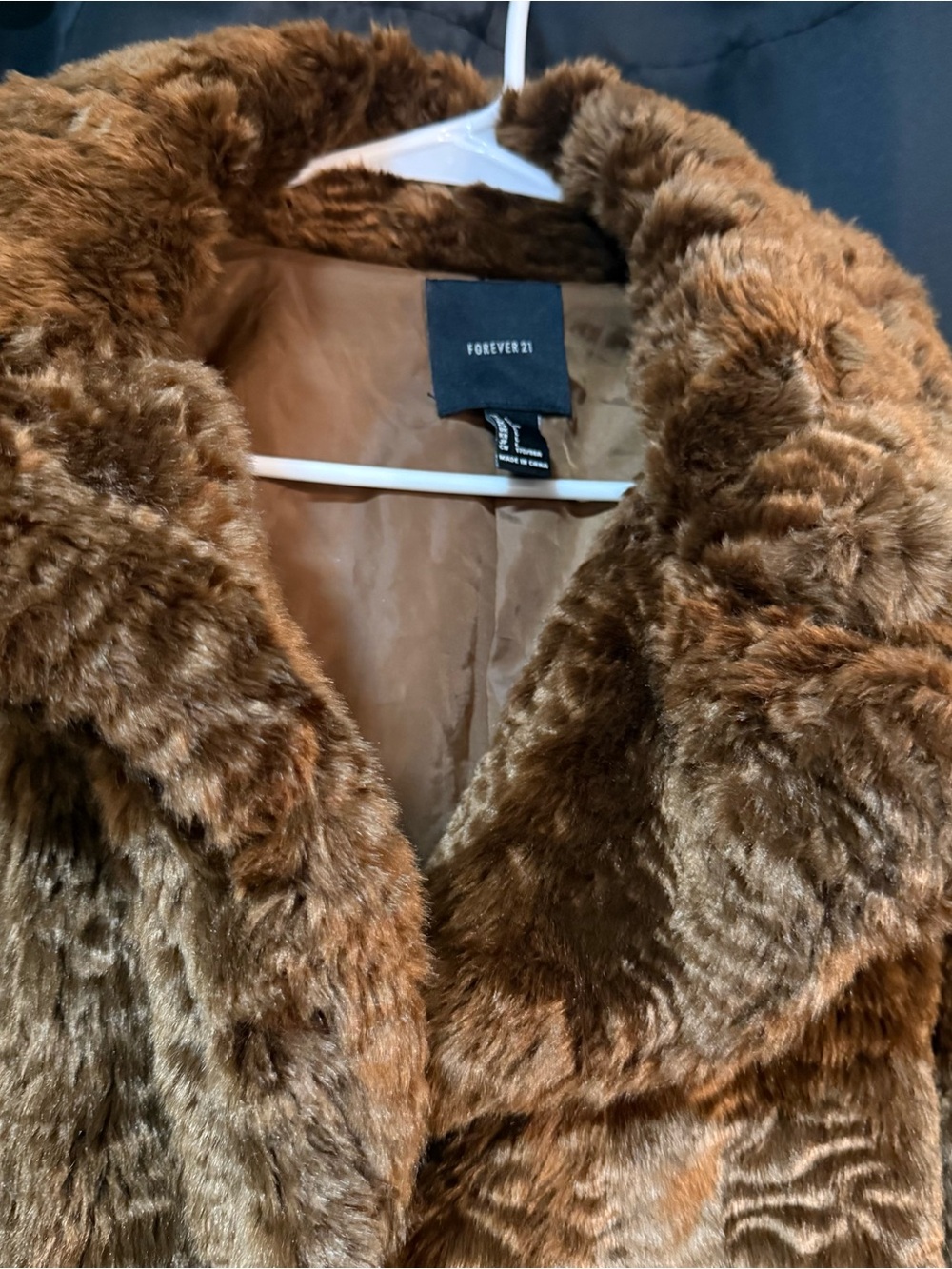 Women's Luxurious Forever 21 Textured Brown Teddy Bear Faux Fur Coat Sz L - Picture 3 of 5